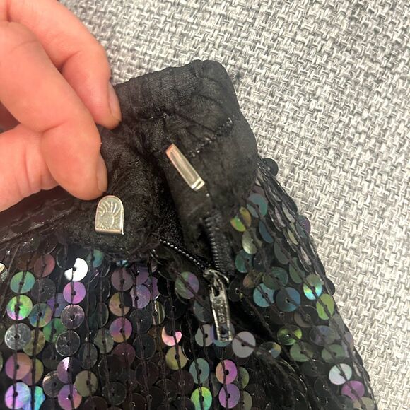 Vintage‎ 80's 90's Iridescent Sequin Skirt | 100% Silk Lined Made in India - Picture 9 of 11